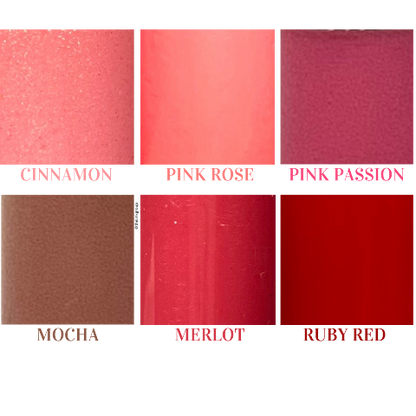 img: 6 color swatches of our flat lip glosses